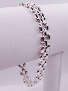 925 Sterling Silver Polished Link Bracelet - Silver
